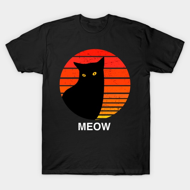 Cat Meow Vintage Distressed Retro T-Shirt by Thedesignstuduo